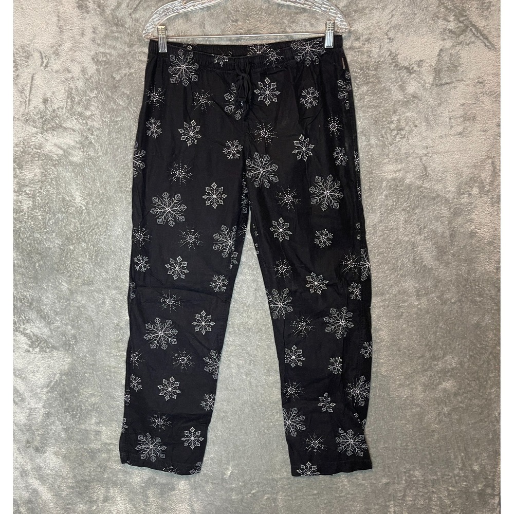 Eddie Bauer Women Cozy Soft Lounge Snowflake Flannel Drawstring Pajama Pants S